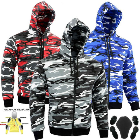 BGA Alpha Protective Motorcycle Hoodie Camo Grey with CE Armour