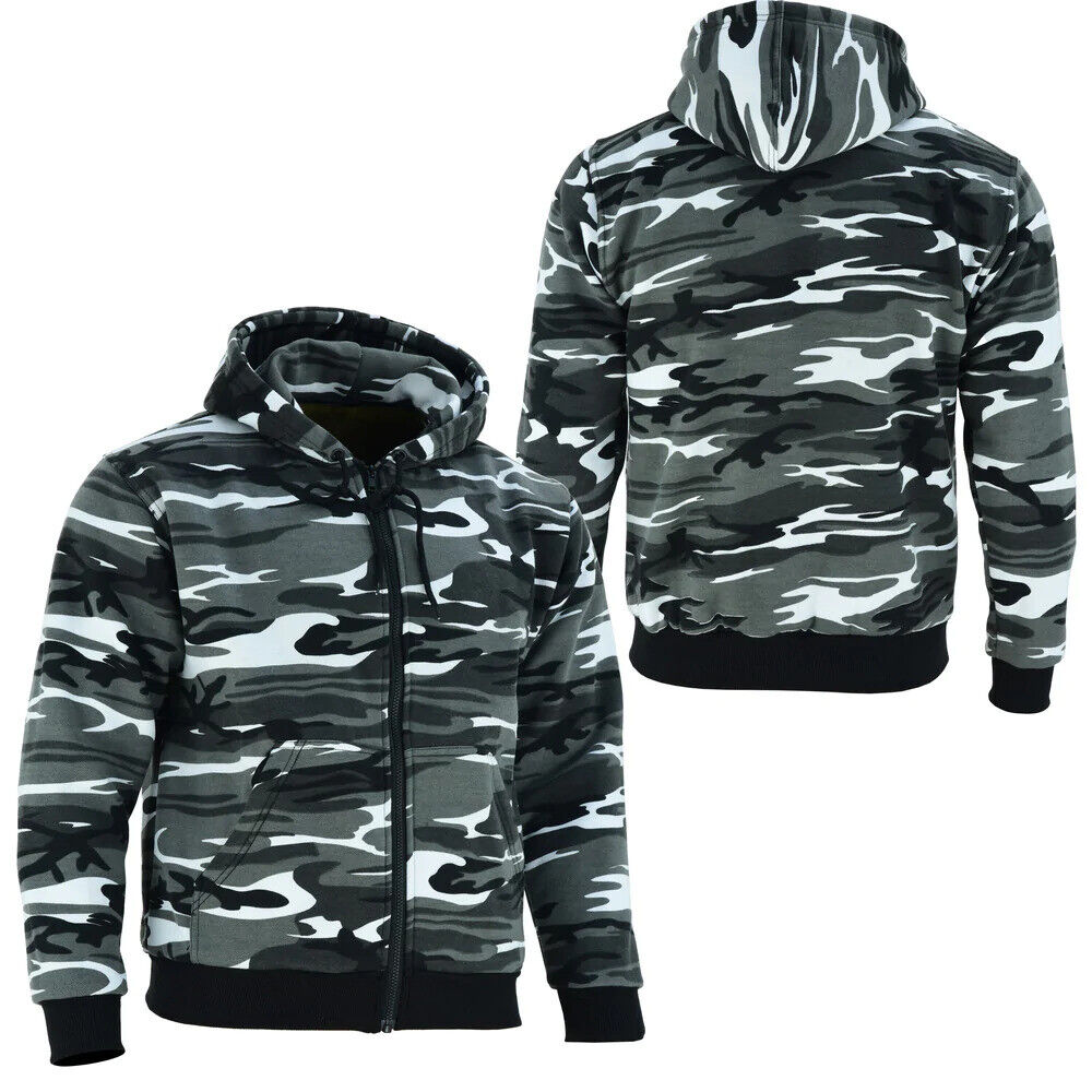 BGA Alpha Protective Motorcycle Hoodie Camo Grey with CE Armour Grey
