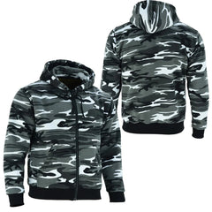 BGA Alpha Protective Motorcycle Hoodie Camo Grey with CE Armour Grey