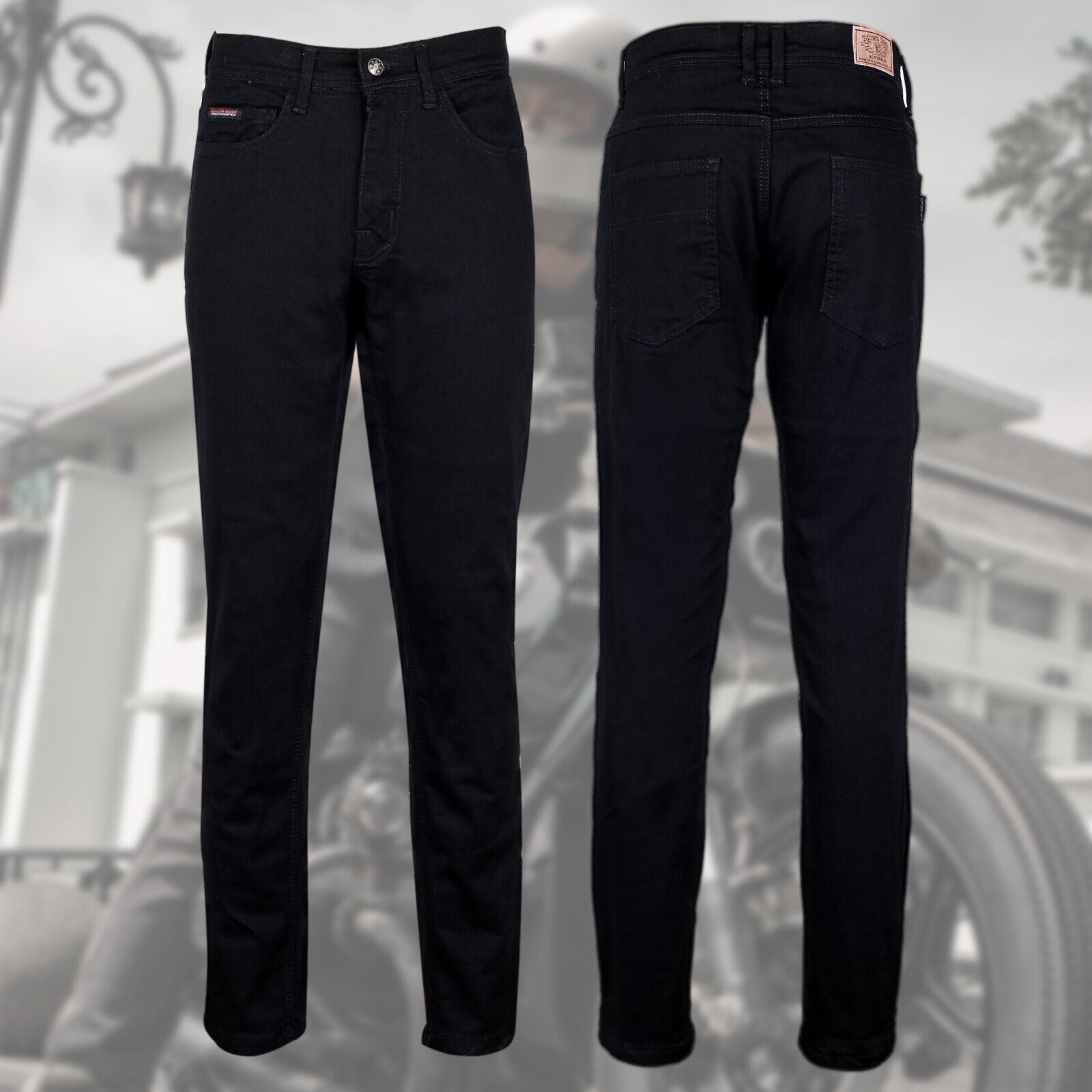 BGA FORSTER MEN MOTORCYCLE JEANS Black