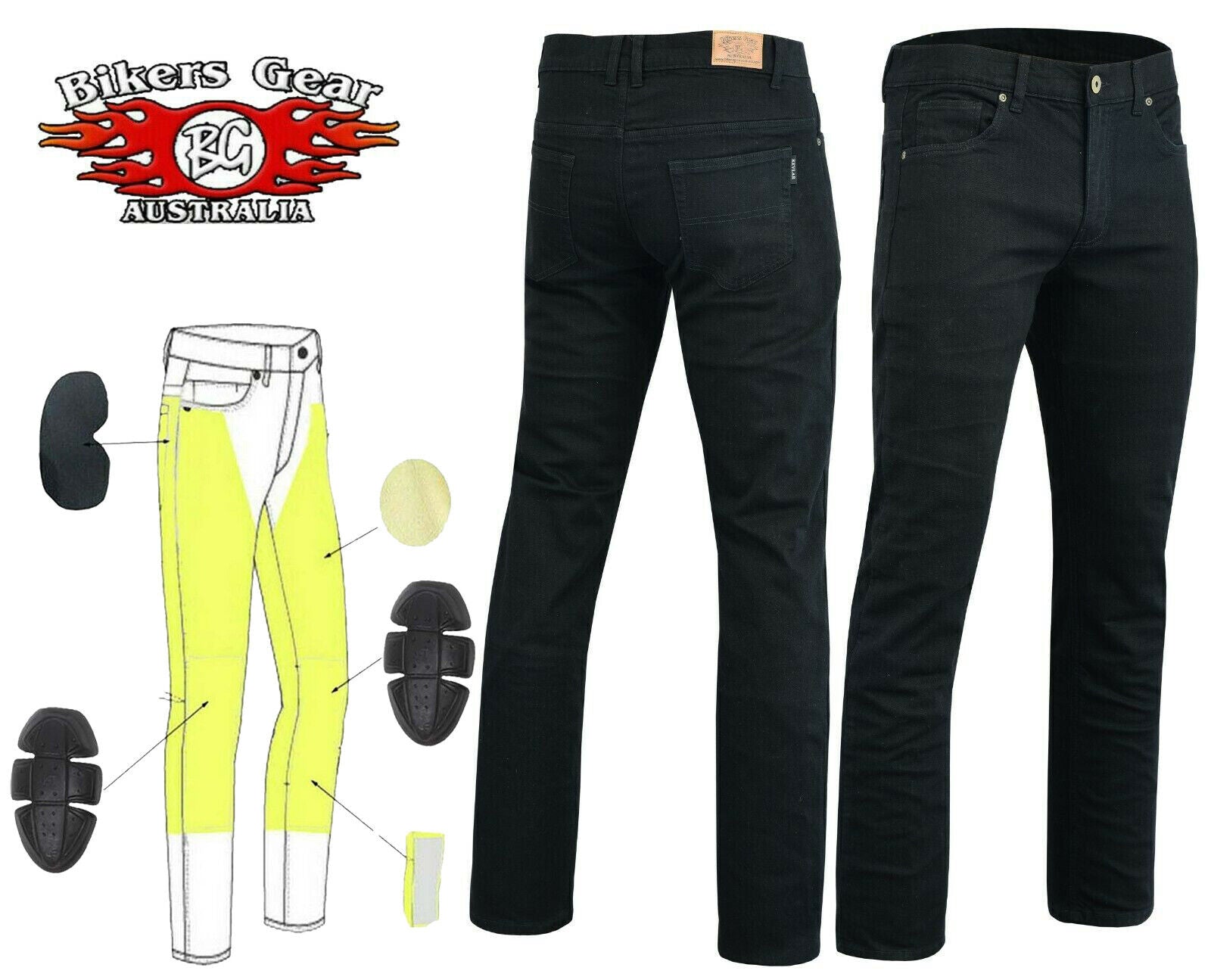 BGA HIGHWAY MEN MOTORCYCLE PROTECTIVE STRETCH JEANS Black