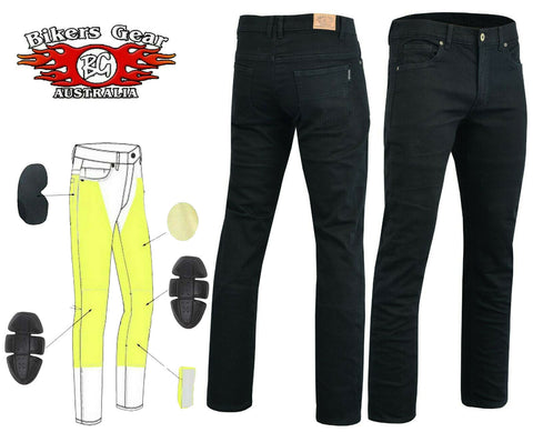 BGA HIGHWAY MEN MOTORCYCLE PROTECTIVE STRETCH JEANS Black