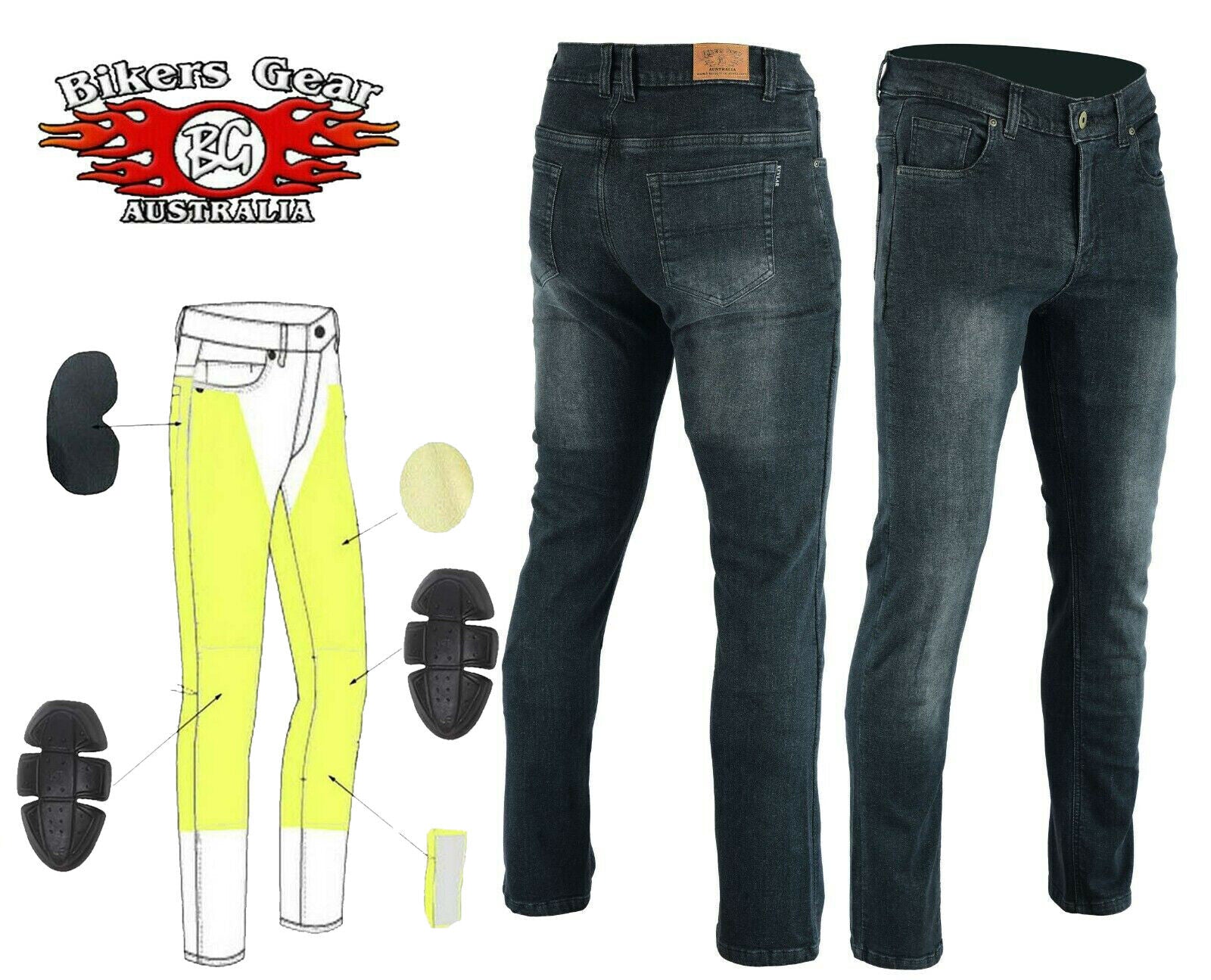 BGA HIGHWAY MEN MOTORCYCLE PROTECTIVE STRETCH JEANS Grey
