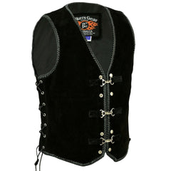 BGA Legacy Motorcycle Suede Spanish Braid with Metal Clips Vests Black