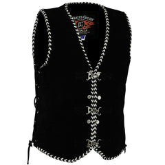 BGA Legacy Motorcycle Suede Spanish Braid with Metal Clips Vests White