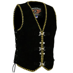 BGA Legacy Motorcycle Suede Spanish Braid with Metal Clips Vests Yellow