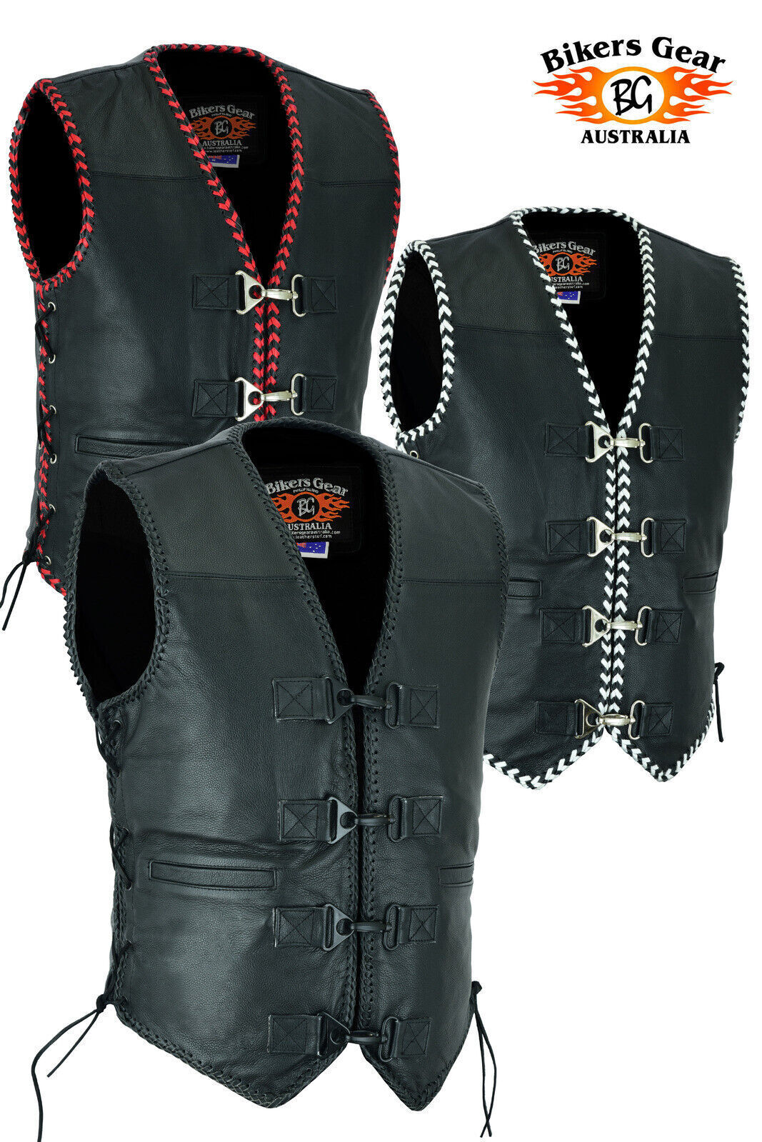 BGA MEN'S RIDER LEATHER MOTORCYCLE VESTS