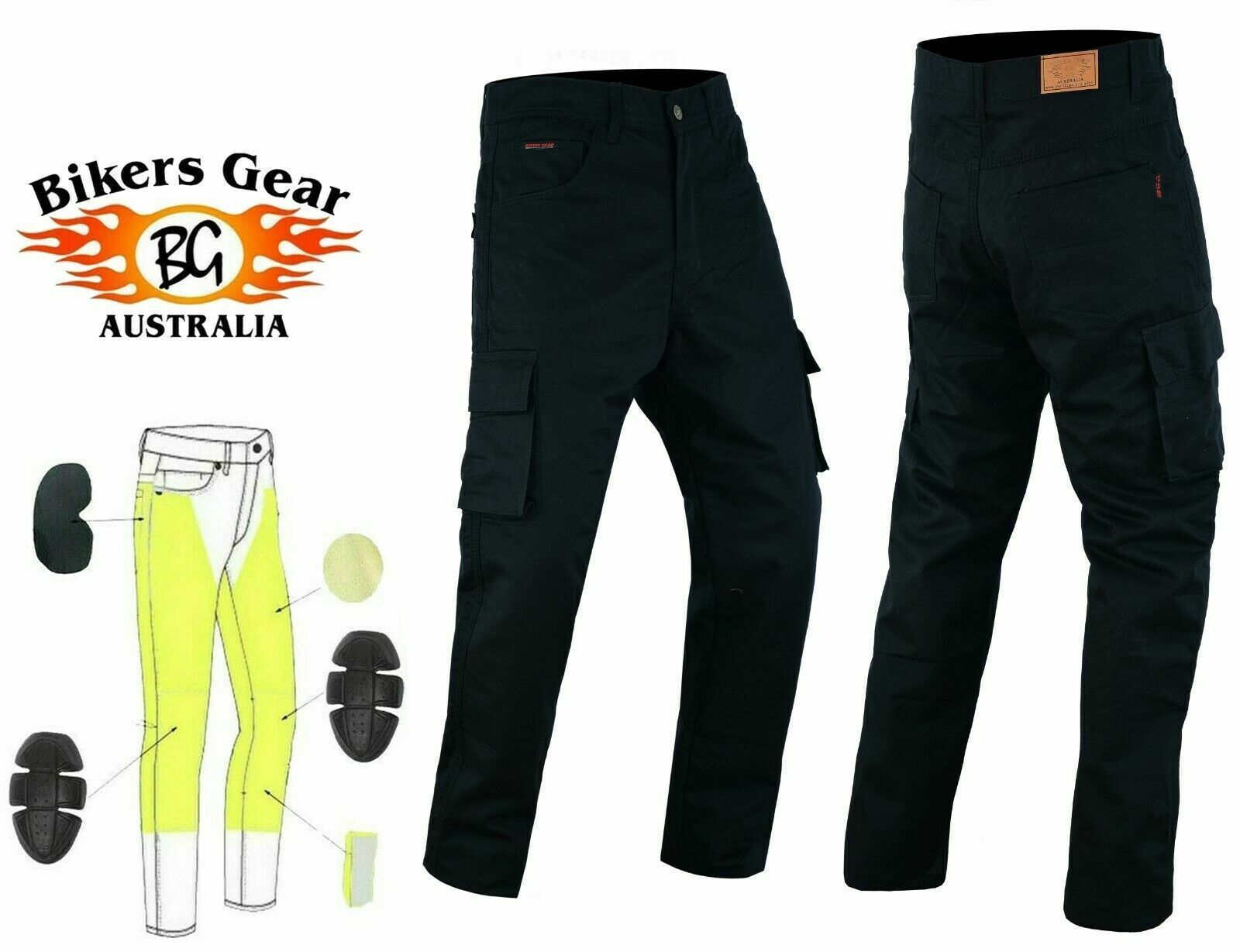 BGA ROBIN MEN MOTORCYCLE PROTECTIVE CARGO PANTS Black CAMO