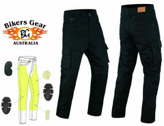 BGA ROBIN MEN MOTORCYCLE PROTECTIVE CARGO PANTS Black CAMO