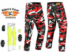 BGA ROBIN MEN MOTORCYCLE PROTECTIVE CARGO PANTS REDCAMO