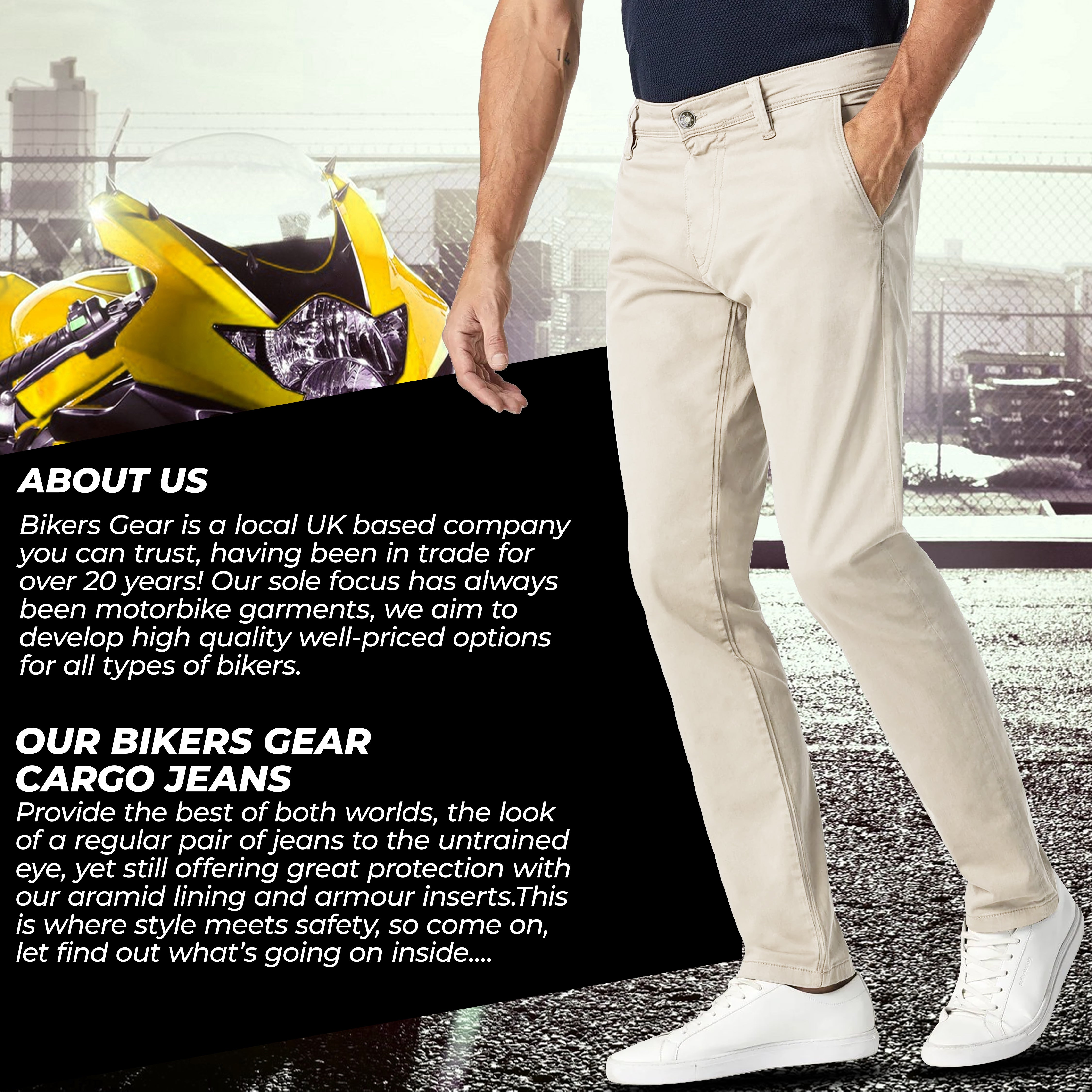 BGA Stork Men's Motorcycle Motorbike Chinos Pants