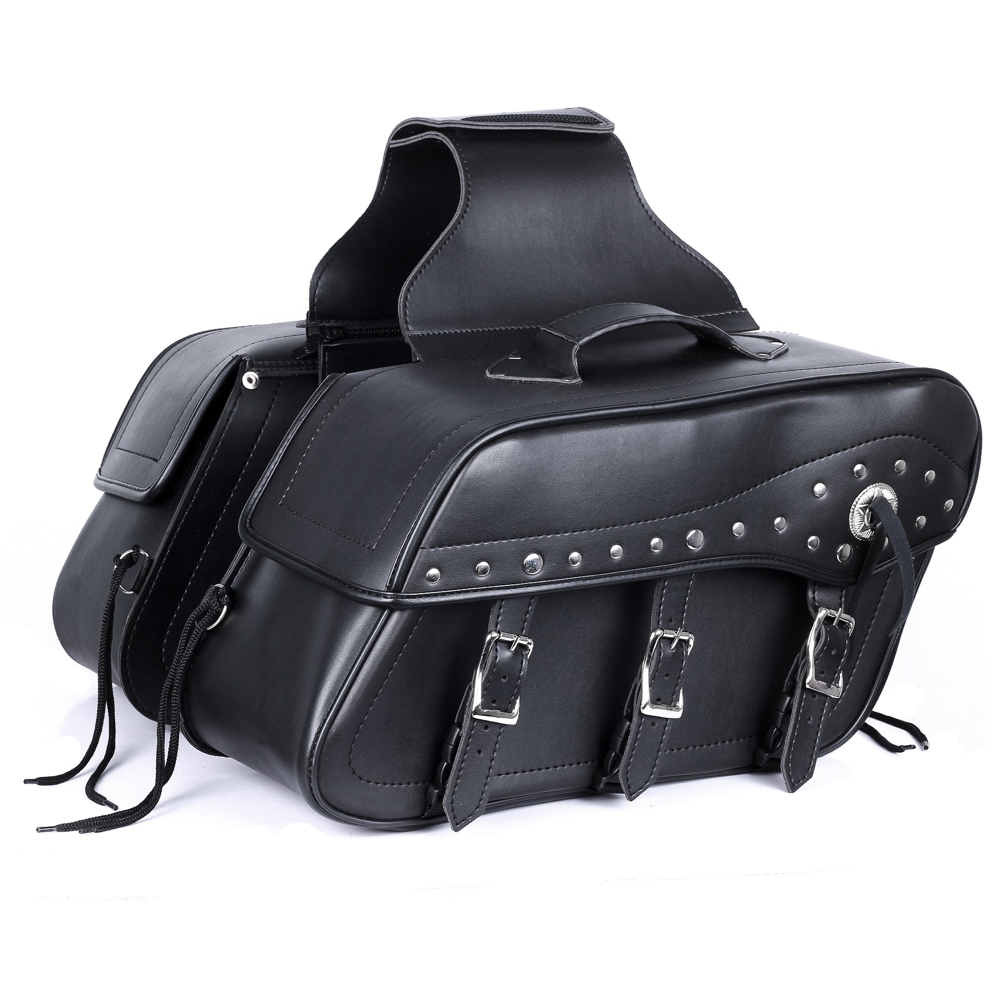 BGA Fender Studded Leather Motorcycle Saddlebag