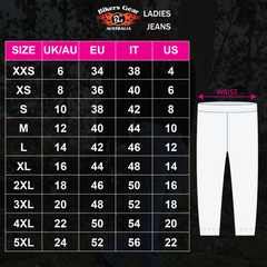 BGA Hobart Mens Leather Motorcycle Jeans Pants Chart Size