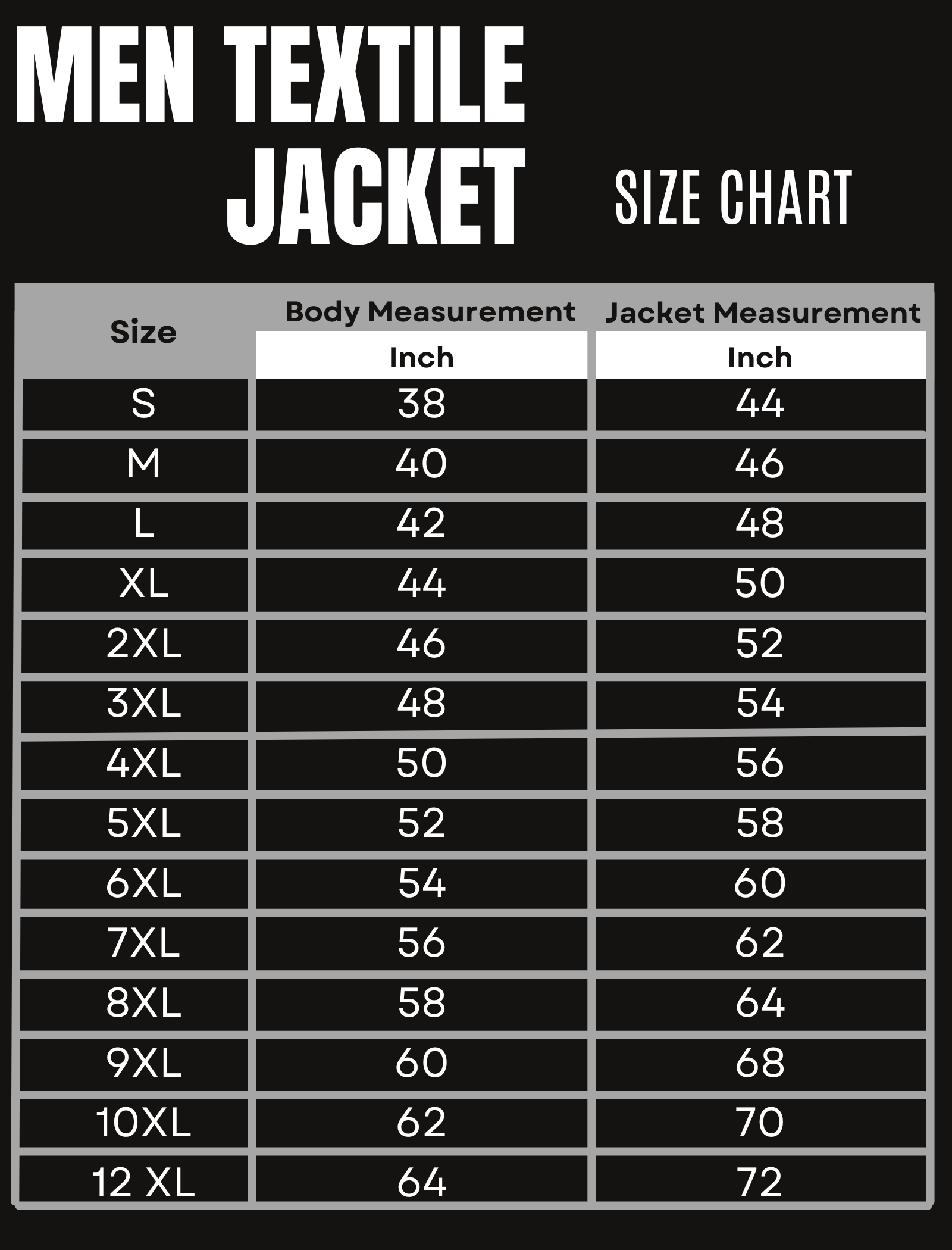 BGA VELOCITY WP MOTORCYCLE 2PCS SUITS Size Chart