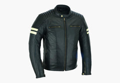 BGA ROADSTER CLASSIC LEATHER JACKET BLACK/BEIGE