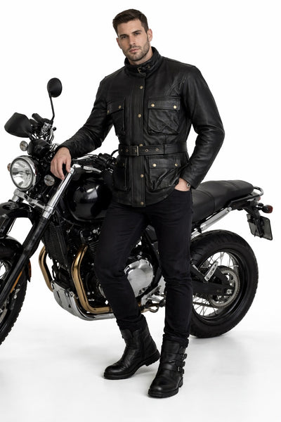 BGA Trail Master Vintage Waxed Leather Motorcycle Jacket – Bikers