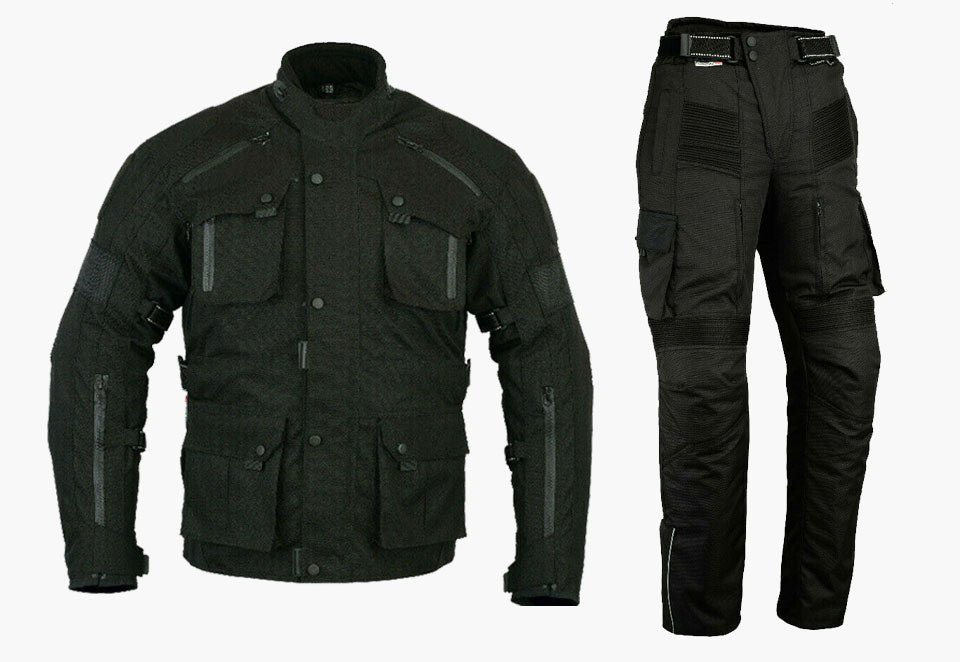 BGA 2PC SUIT WATERPROOF MOTORCYCLE JACKET WITH CARGO TROUSERS