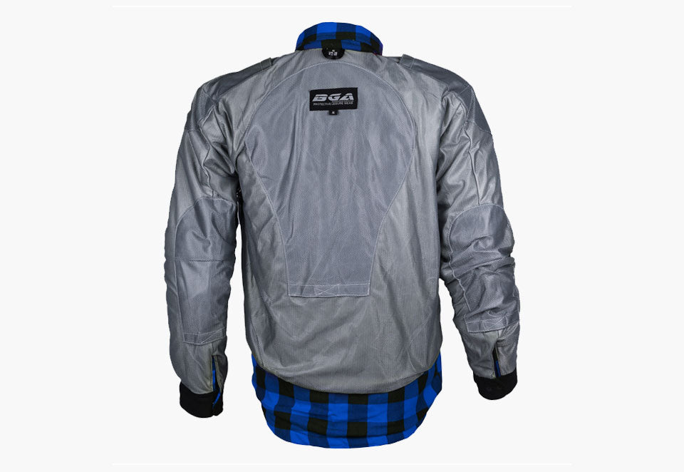 BGA Exo Protective Motorcycle Flannel Shirts Blue/Black