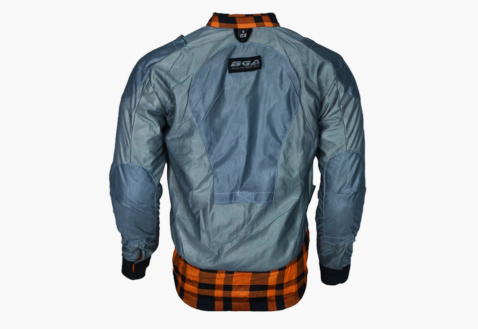 BGA Flow Protective Motorcycle Flannel Shirts Orange/Black