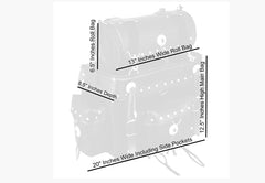 BGA 2PCS style Tam Motorcycle Motorbike Sissy Bag size chart