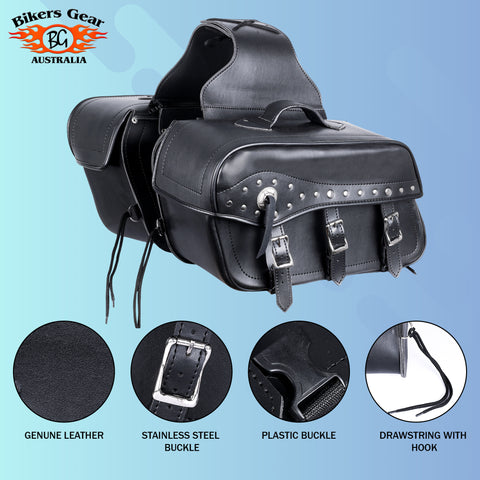 BGA Fender Studded Leather Motorcycle Saddlebag