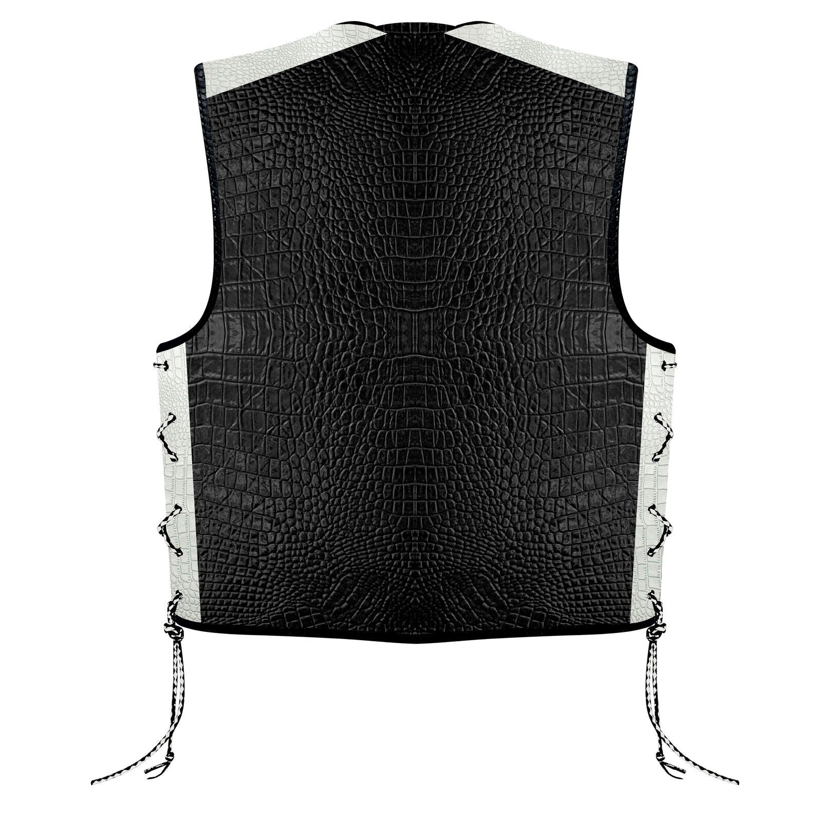 Premium BGA Crocodile Pattern Heavy Duty Leather Motorcycle Motorbike Vest