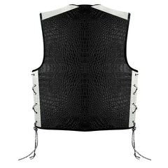 Premium BGA Crocodile Pattern Heavy Duty Leather Motorcycle Motorbike Vest