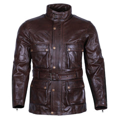 BGA TRAIL MASTER WAXED Brown LEATHER JACKETS LONG COAT