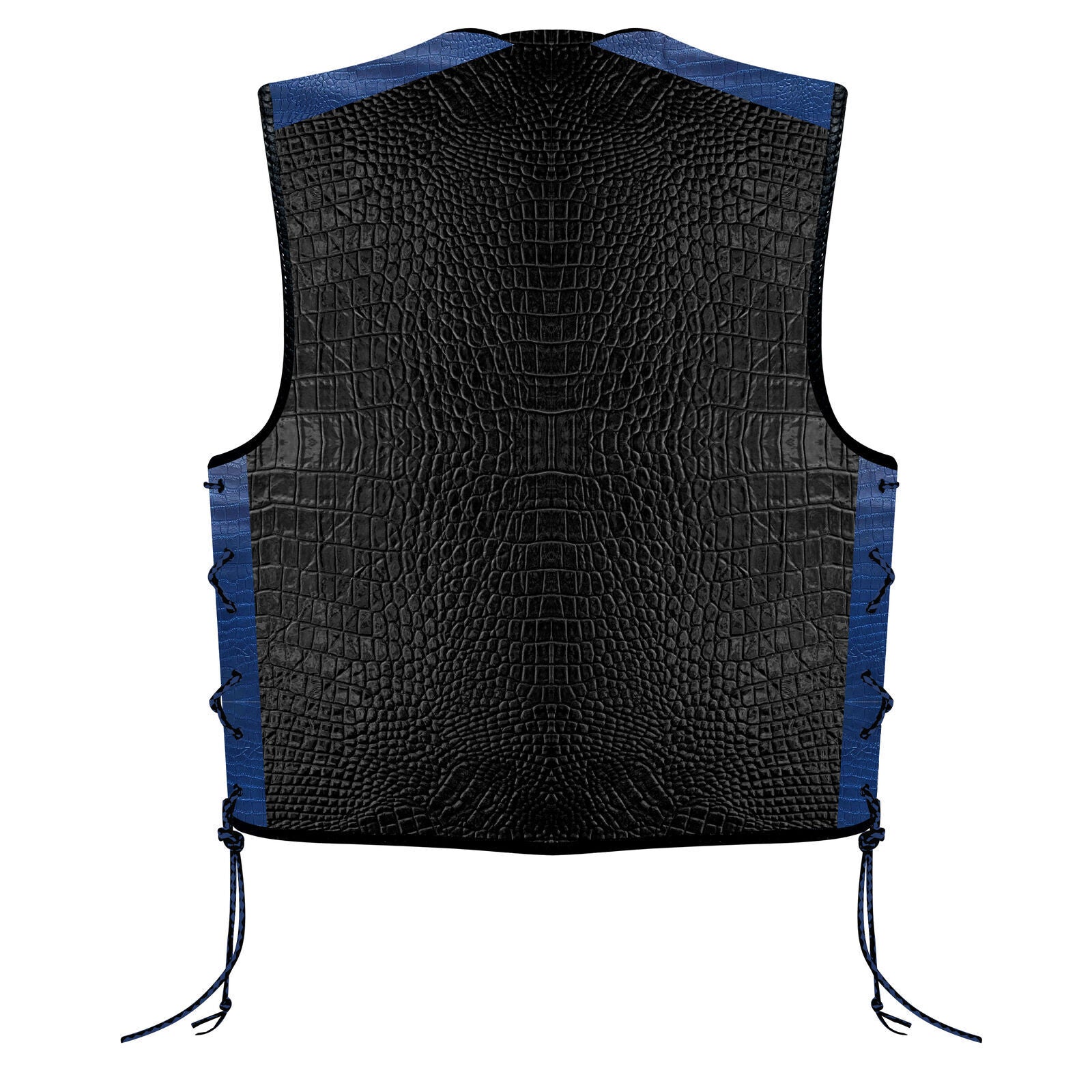 Premium BGA Crocodile Pattern Heavy Duty Leather Motorcycle Motorbike Vest
