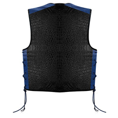 Premium BGA Crocodile Pattern Heavy Duty Leather Motorcycle Motorbike Vest