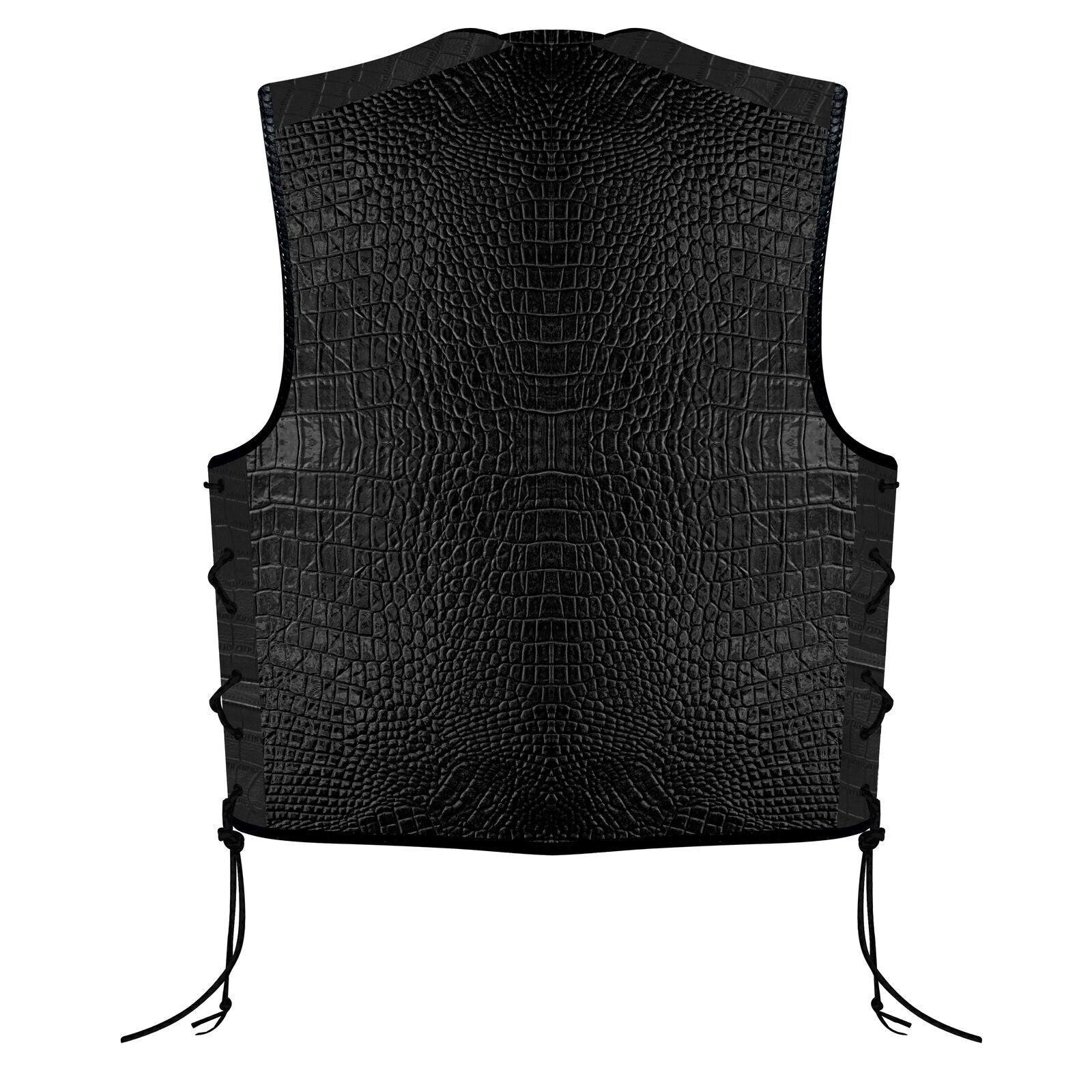 Premium BGA Crocodile Pattern Heavy Duty Leather Motorcycle Motorbike Vest