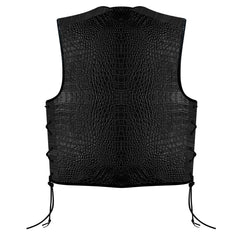Premium BGA Crocodile Pattern Heavy Duty Leather Motorcycle Motorbike Vest