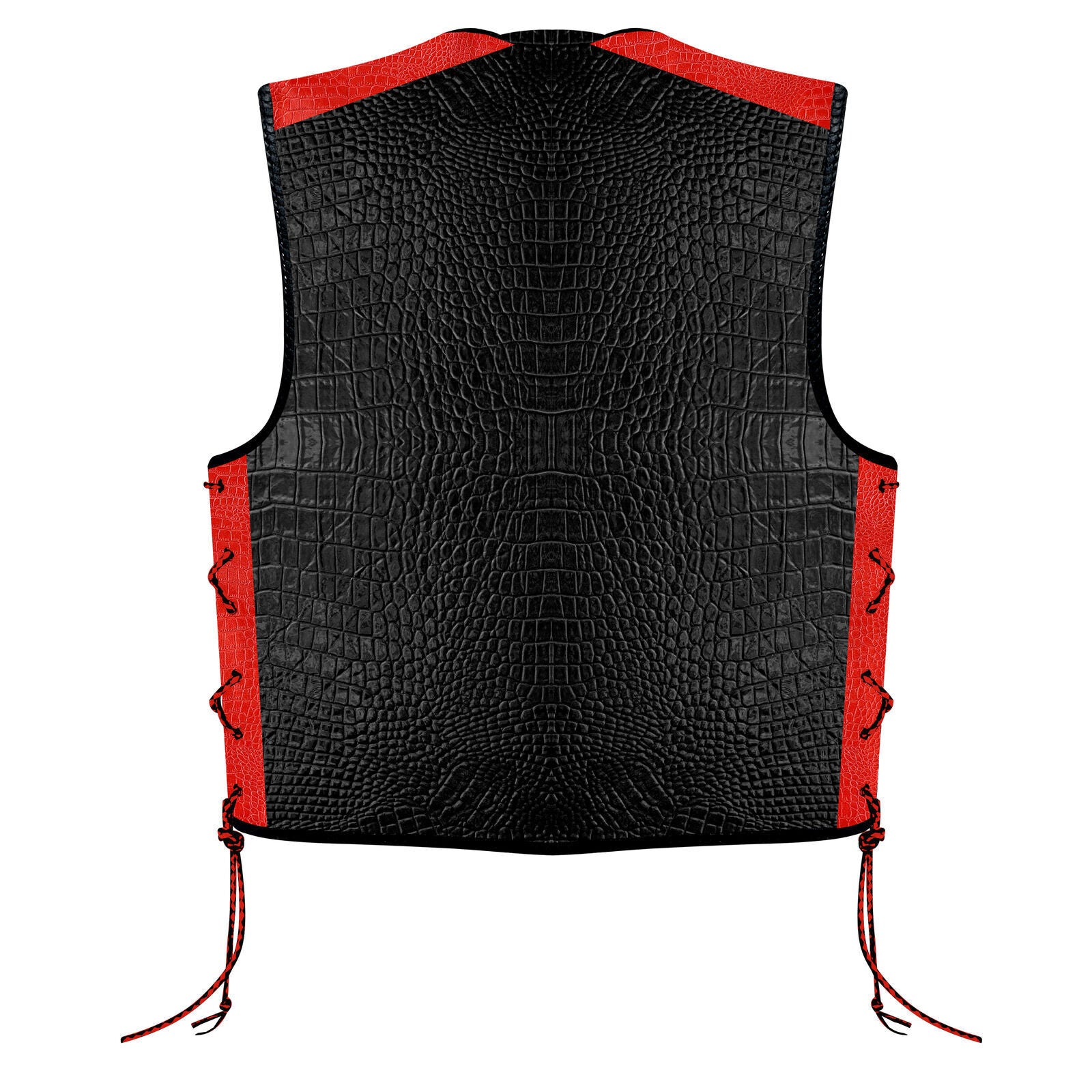 Premium BGA Crocodile Pattern Heavy Duty Leather Motorcycle Motorbike Vest