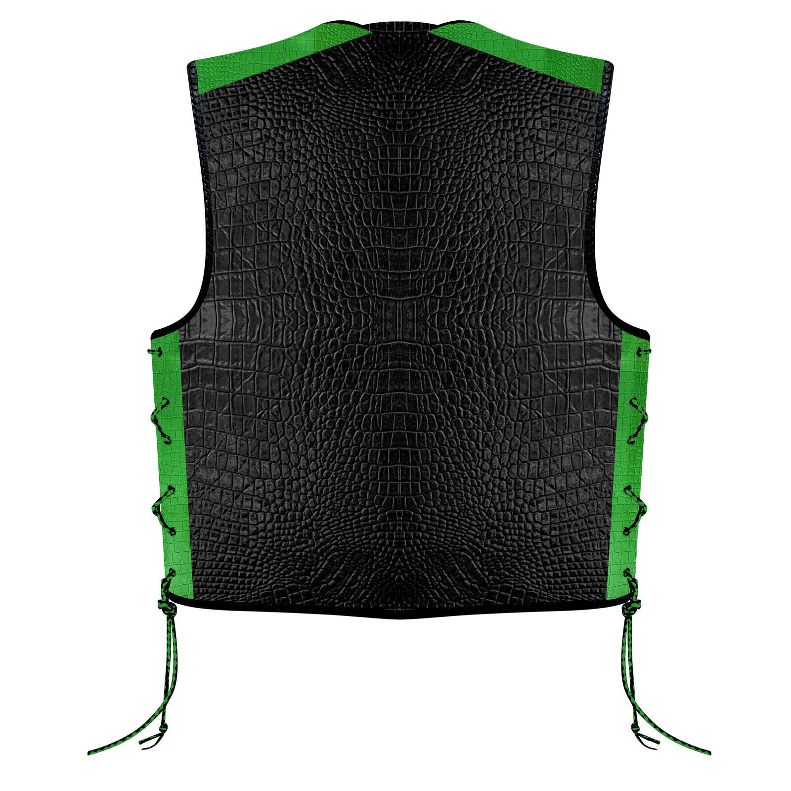 Premium BGA Crocodile Pattern Heavy Duty Leather Motorcycle Motorbike Vest
