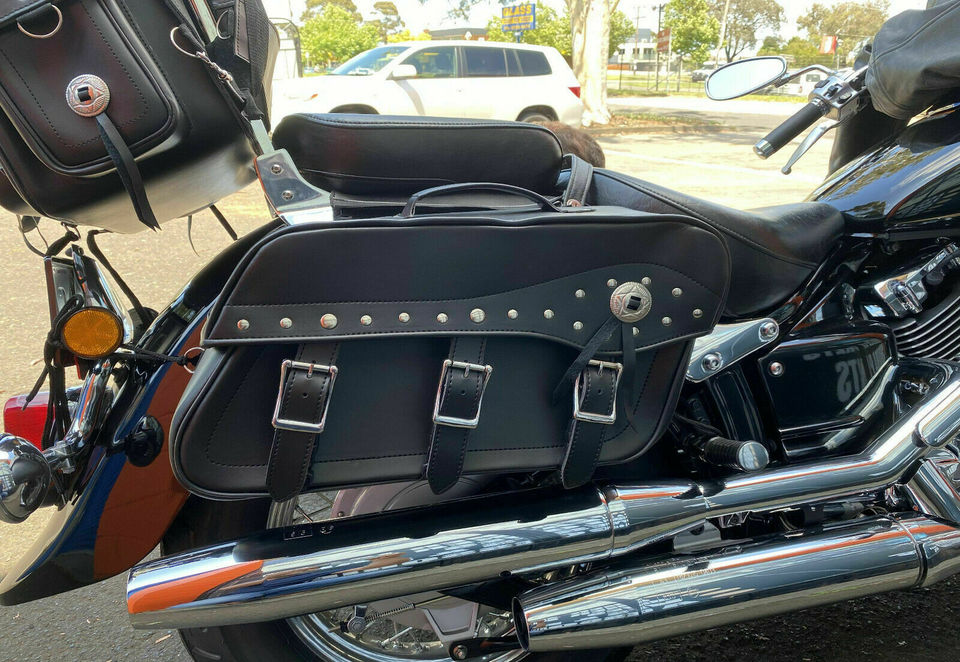 BGA Fender Studded Leather Motorcycle Saddlebag