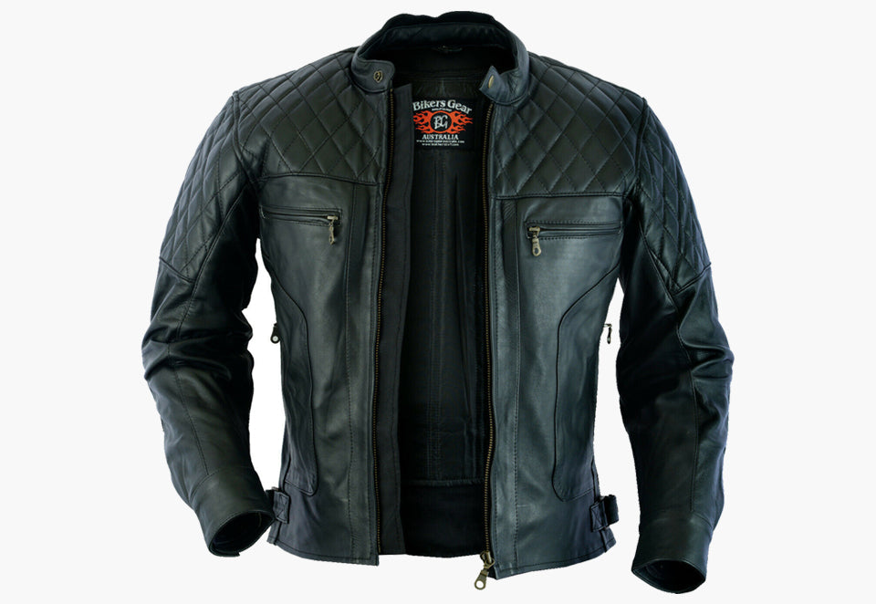 BGA BARON MOTORCYCLE NAKED LEATHER JACKET BLACK