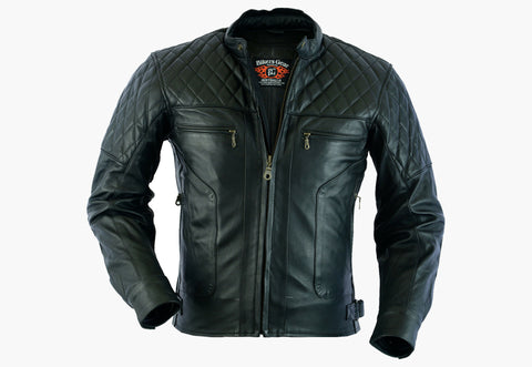 BGA BARON MOTORCYCLE NAKED LEATHER JACKET BLACK