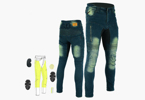 BGA Men Carlton Motorcycle Protective Stretch Jeans Vintage wash
