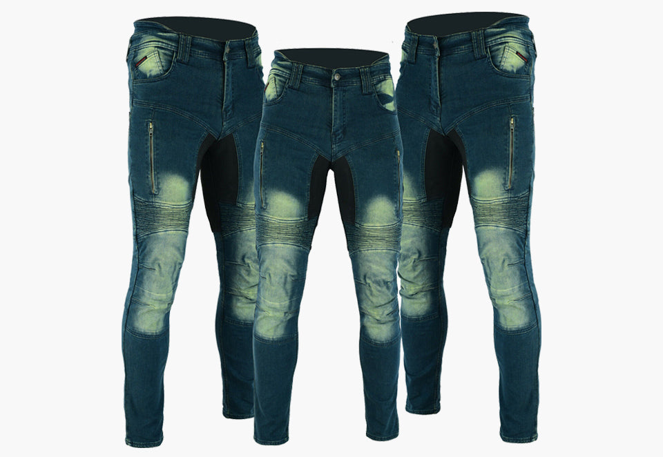 BGA Men Carlton Motorcycle Protective Stretch Jeans Vintage wash