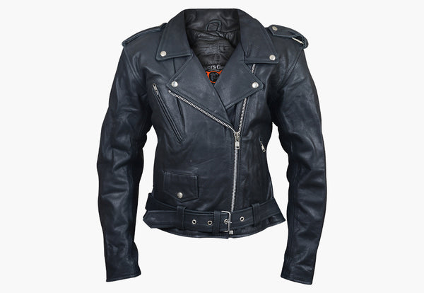 Master distressed slim top fit leather biker jacket