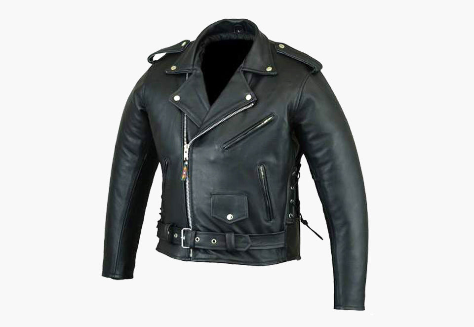 BGA BRANDO PATROL STYLE CLASSIC LEATHER MOTORCYCLE JACKET