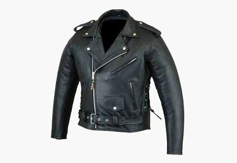 BGA BRANDO PATROL STYLE CLASSIC LEATHER MOTORCYCLE JACKET