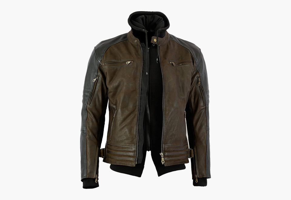 BGA COBAR WAXED NUBUCK LEATHER JACKET BROWN