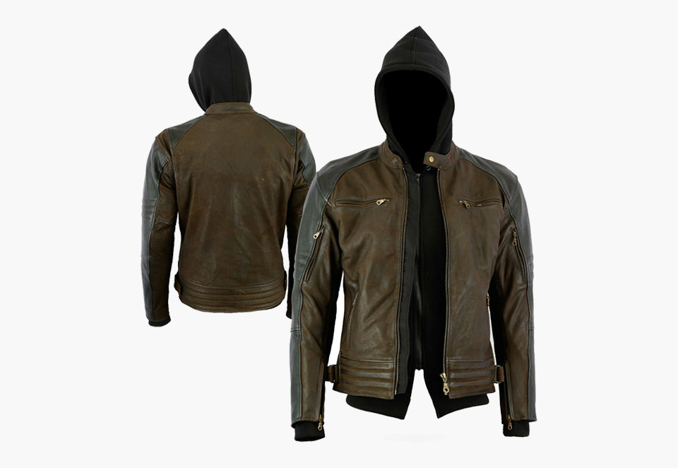 BGA COBAR WAXED NUBUCK LEATHER JACKET BROWN