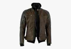 BGA COBAR WAXED NUBUCK LEATHER JACKET BROWN