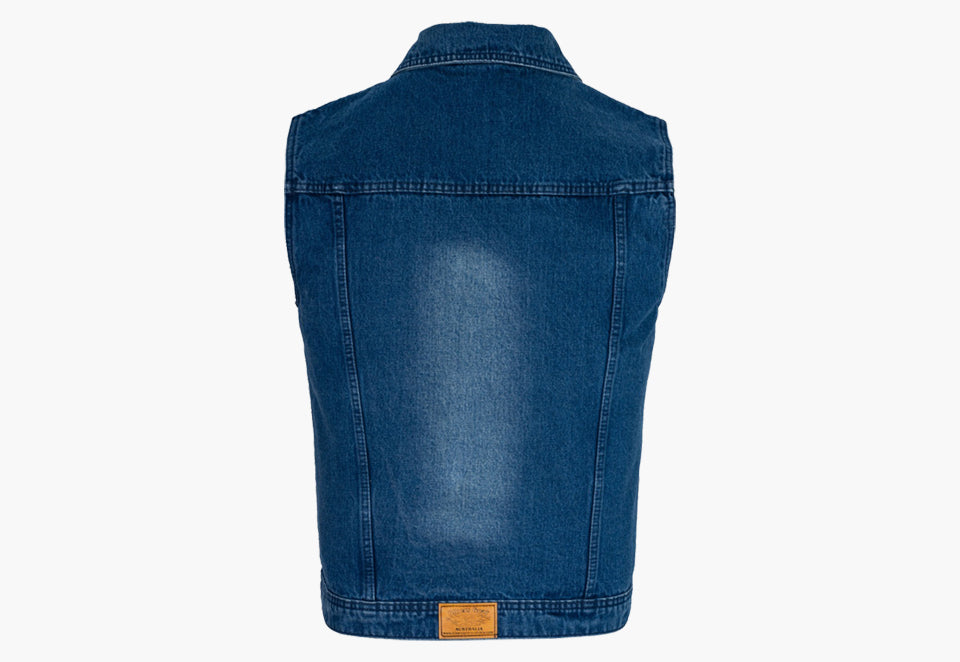 BGA Jaguar Denim Motorcycle Vest Blue