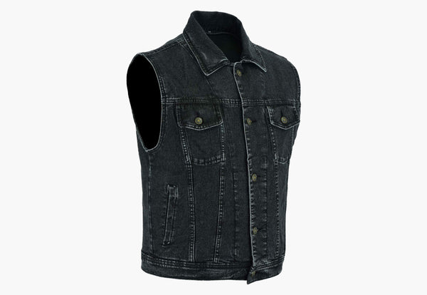 BGA Jaguar Denim Motorcycle Vest Black Bikers Gear Australia LTD