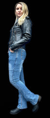 BGA WOMEN BRANDO BELTED BIKER LEATHER JACKET BLACK