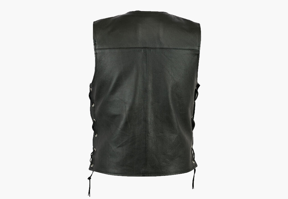 Mens Bruno Motorcycle A Grade Premium Quality Leather Vest with Clips
