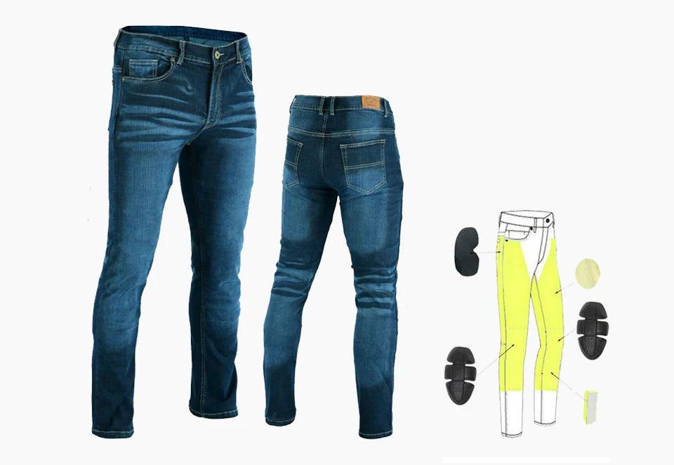 BGA Highway Men Motorcycle Protective Stretch Jeans Blue